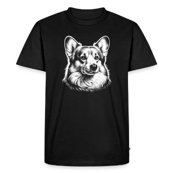 Corgi Portrait - Photorealistic in Black and White - Men's Premium Organic T-Shirt - black - Front - Nico (187cm)
