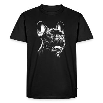 Tête de bouledogue français en noir et blanc - T-shirt Premium bio Homme - noir - Devant - Nico (187cm)