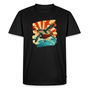 Sea Turtle Retro - Men's Premium Organic T-Shirt - black - Front - Nico (187cm)