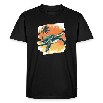 Sea Turtle Retro - Men's Premium Organic T-Shirt - black - Front - Nico (187cm)