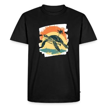 Sea Turtle Retro - Men's Premium Organic T-Shirt - black - Front - Nico (187cm)