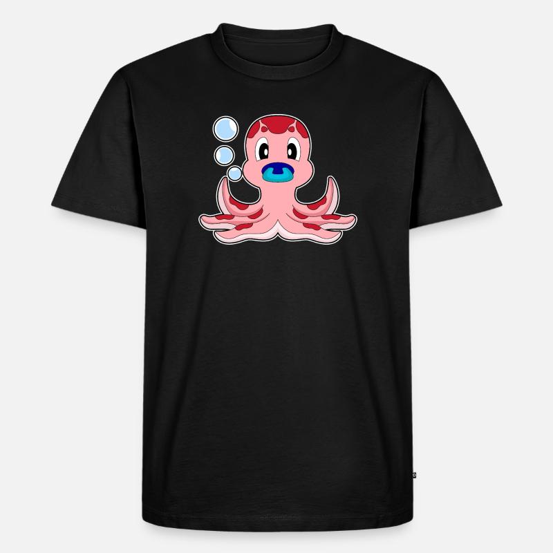 Krake Baby Schnuller - Männer Premium Bio T-Shirt - Schwarz