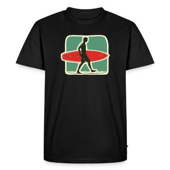 Retro Surfer - Quittez l’âge d’or du surf - T-shirt Premium bio Homme - noir - Devant - Nico (187cm)