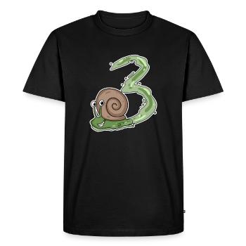Three 3 - Number 3 - Number 3 Birthday Snail - Men's Premium Organic T-Shirt - black - Front - Nico (187cm)
