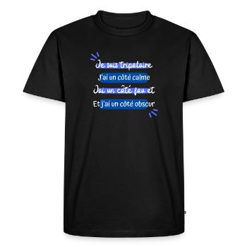 Tripolaire bleu: dualité en texte - T-shirt Premium bio Homme - noir - Devant - Nico (187cm)