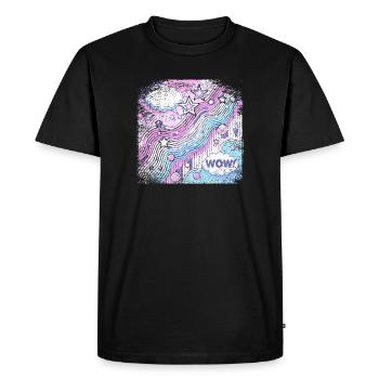 Pop Art Style Frayed Edge - Men's Premium Organic T-Shirt - black - Front - Nico (187cm)