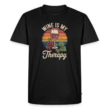 Le vin est ma tenue de verre à vin thérapeutique pour - T-shirt Premium bio Homme - noir - Devant - Nico (187cm)