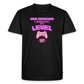 Elle Level Up Gameuse Rose - T-shirt Premium bio Homme - noir - Devant - Nico (187cm)