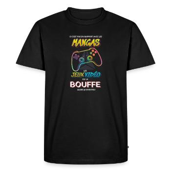 Mangas Jeux Vidéo Néon Bouffe - T-shirt Premium bio Homme - noir - Devant - Nico (187cm)