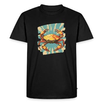 Crab Retro - Men's Premium Organic T-Shirt - black - Front - Nico (187cm)