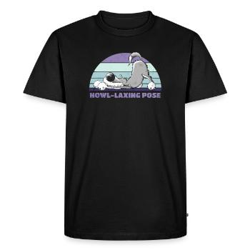 Wolf Yoga Howl-Laxing Pose - T-shirt Premium bio Homme - noir - Devant - Nico (187cm)