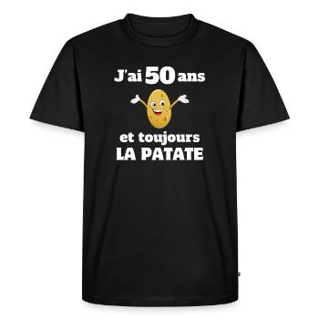 anniversaire, anniversaire 50 ans, cinquantaine - T-shirt Premium bio Homme - noir - Devant - Nico (187cm)