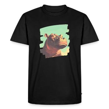 Hippopotamus Retro - Men's Premium Organic T-Shirt - black - Front - Nico (187cm)