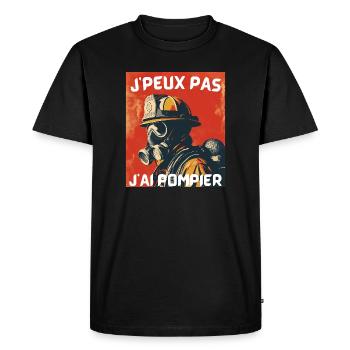Pompier masqué – J'peux pas - T-shirt Premium bio Homme - noir - Devant - Nico (187cm)