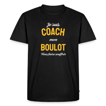 Coach Mon Travail: Humour - T-shirt Premium bio Homme - noir - Devant - Nico (187cm)