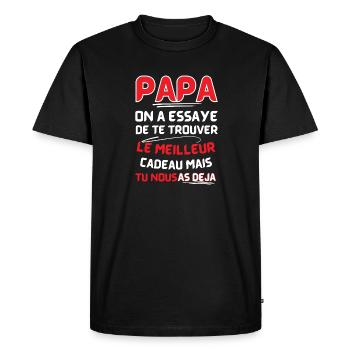 Papa: le meilleur cadeau déjà - T-shirt Premium bio Homme - noir - Devant - Nico (187cm)