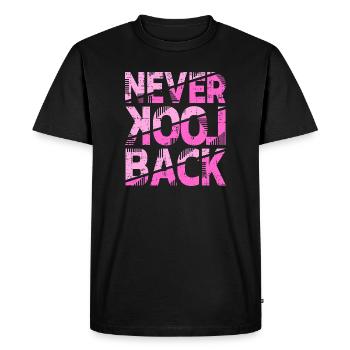 Never Look Back Motivational Design - Men's Premium Organic T-Shirt - black - Front - Nico (187cm)