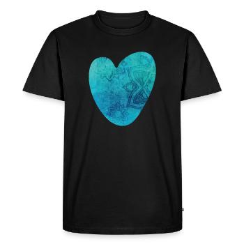 Yoga Coeur Mandala Motif Méditation Amour Fan om - T-shirt Premium bio Homme - noir - Devant - Nico (187cm)