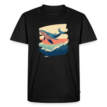 Whale Retro - Men's Premium Organic T-Shirt - black - Front - Nico (187cm)