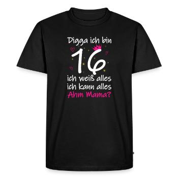 16e anniversaire Garçon Fille 16e anniversaire Digga J’ai 16 ans - T-shirt Premium bio Homme - noir - Devant - Nico (187cm)