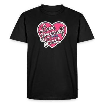 love yourself first Galentine's Day 2026 - Men's Premium Organic T-Shirt - black - Front - Nico (187cm)