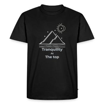 Tranquility at the top slow living - Men's Premium Organic T-Shirt - black - Front - Nico (187cm)