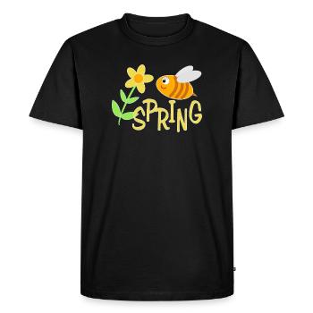 Abeilles heureuses avec motif floral - T-shirt Premium bio Homme - noir - Devant - Nico (187cm)