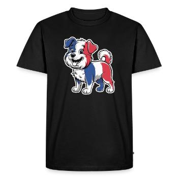 Dog in the colors of the French flag 2026 - Men's Premium Organic T-Shirt - black - Front - Nico (187cm)