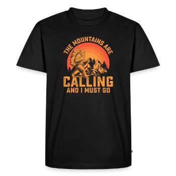 Les montagnes m’appellent et je dois y aller - T-shirt Premium bio Homme - noir - Devant - Nico (187cm)