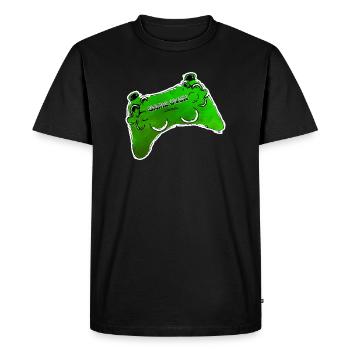 green comic controller with text GAME OVER - Men's Premium Organic T-Shirt - black - Front - Nico (187cm)
