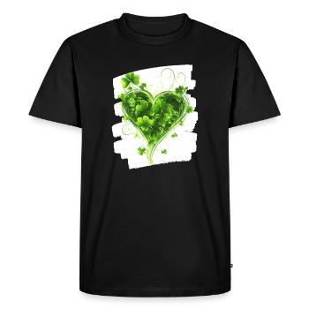 St. Patrick's Day Shamrock Heart - Men's Premium Organic T-Shirt - black - Front - Nico (187cm)
