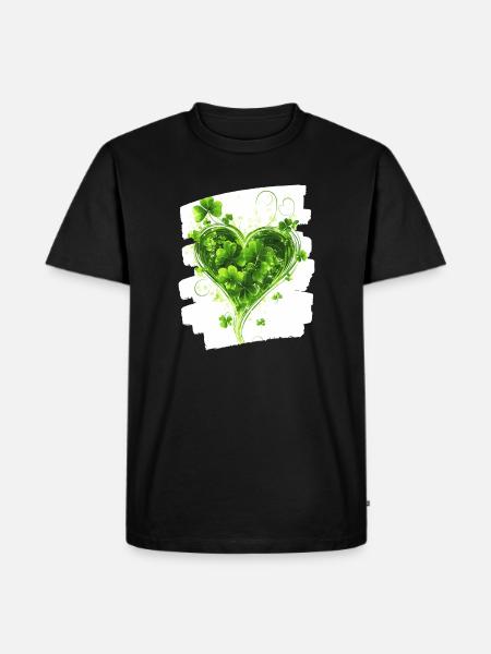 Saint-Patrick Shamrock Heart - T-shirt Premium bio Homme - noir