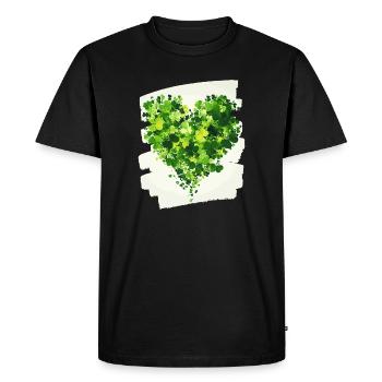 St. Patrick's Day Shamrock Heart - Men's Premium Organic T-Shirt - black - Front - Nico (187cm)
