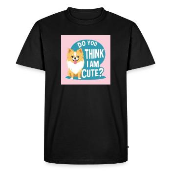 Chien de Poméranie « Pensez-vous que je suis mignon ? » - T-shirt Premium bio Homme - noir - Devant - Nico (187cm)