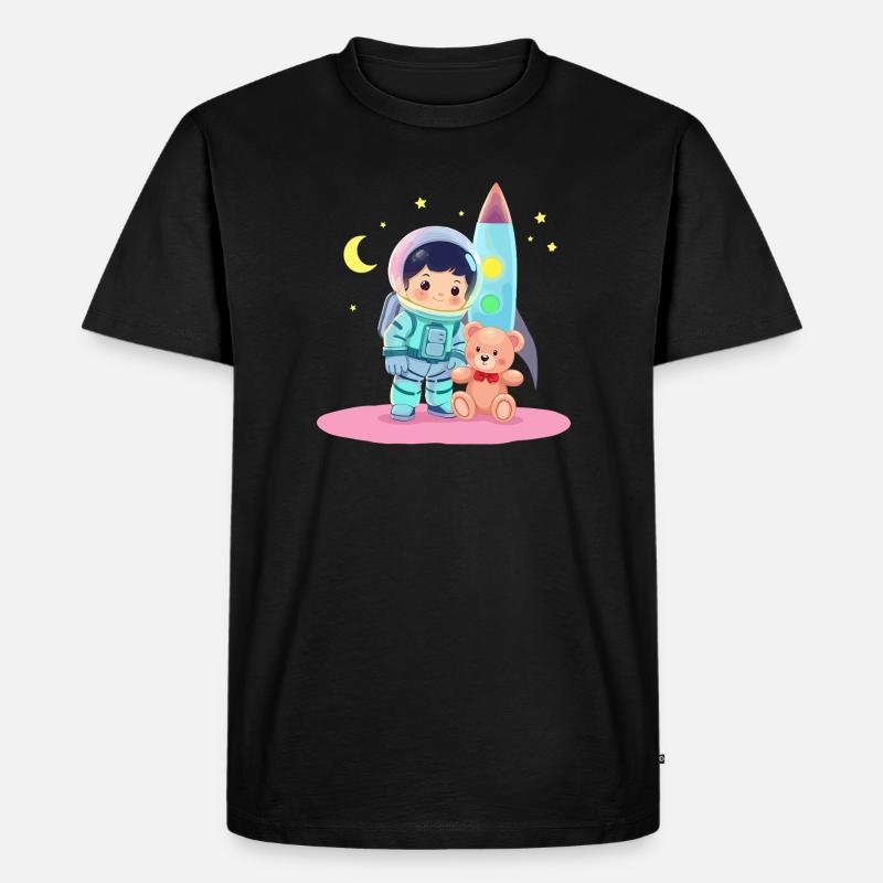 Astronaut mit Teddybär - Männer Premium Bio T-Shirt - Schwarz
