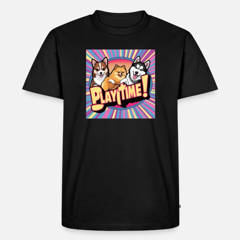 Comic Dogs - Playtime - Männer Premium Bio T-Shirt - Schwarz
