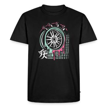 JDM Drift Rim – Tuning & Racing Art - T-shirt Premium bio Homme - noir - Devant - Nico (187cm)