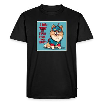 Chien déguisé en super-héros - T-shirt Premium bio Homme - noir - Devant - Nico (187cm)