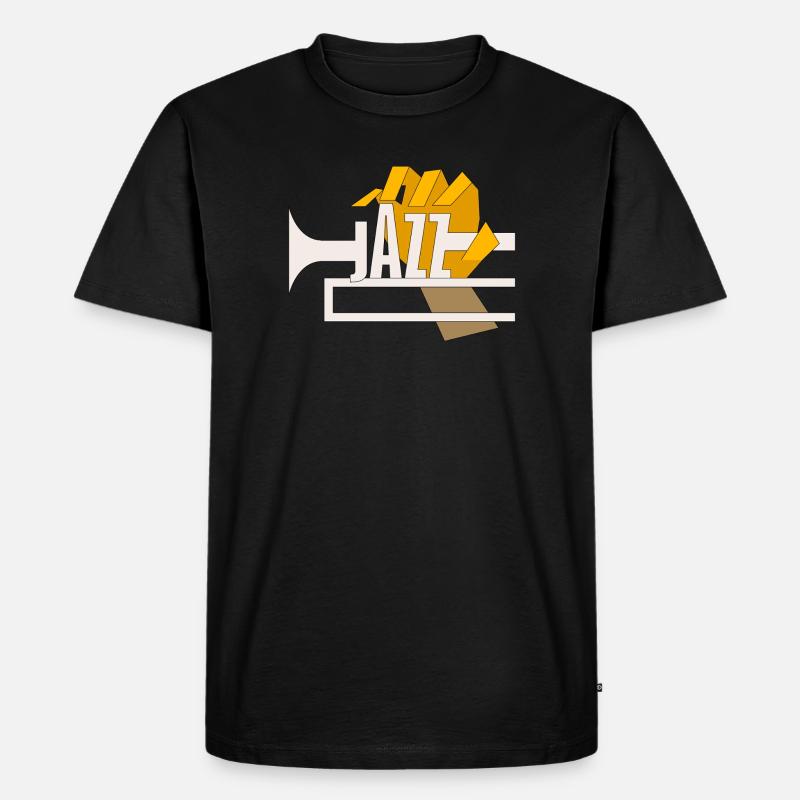 Tshirt Jazz Trompete - Männer Premium Bio T-Shirt - Schwarz