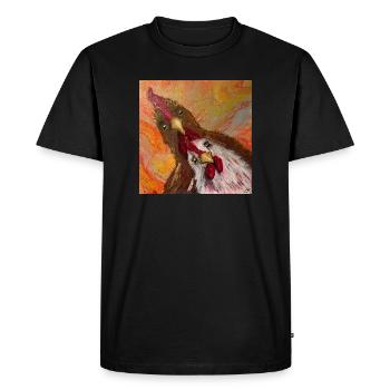 Coq et poulet - T-shirt Premium bio Homme - noir - Devant - Nico (187cm)