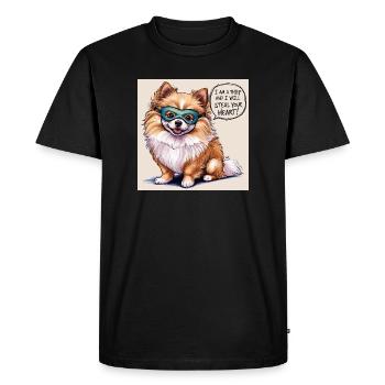 Chien de Poméranie « Je suis un voleur » - T-shirt Premium bio Homme - noir - Devant - Nico (187cm)