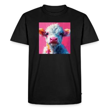 Vache rose - T-shirt Premium bio Homme - noir - Devant - Nico (187cm)