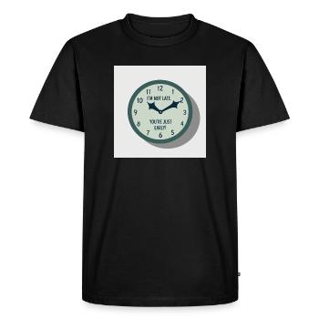 I'm not too late - you're just too early - Men's Premium Organic T-Shirt - black - Front - Nico (187cm)