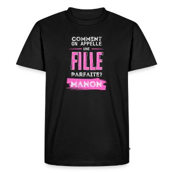 Fille Parfaite Manon - T-shirt Premium bio Homme - noir - Devant - Nico (187cm)