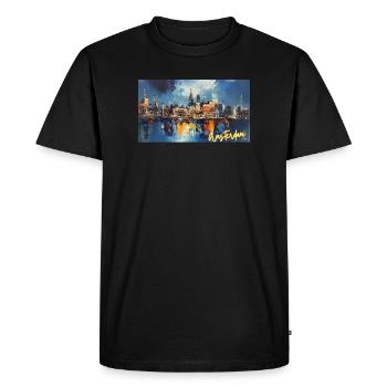 Amsterdam Nuit Bleue Skyline Abstrait - T-shirt Premium bio Homme - noir - Devant - Nico (187cm)