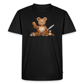 Ours aspect bois sur boiserie avec ciseau de tour - T-shirt Premium bio Homme - noir - Devant - Nico (187cm)