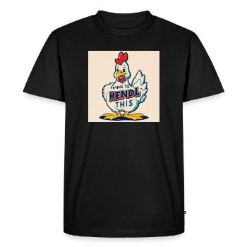 Poulet « Essayer de faire ça » - T-shirt Premium bio Homme - noir - Devant - Nico (187cm)