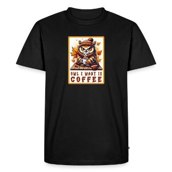 Owls Coffee Desgin - Men's Premium Organic T-Shirt - black - Front - Nico (187cm)