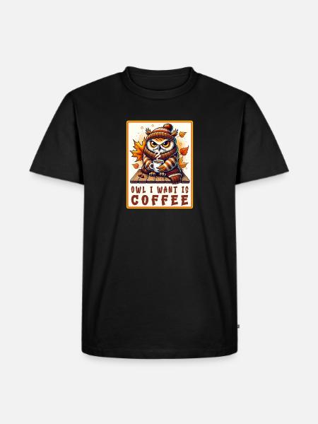 Owls Coffee Desgin - Men's Premium Organic T-Shirt - black