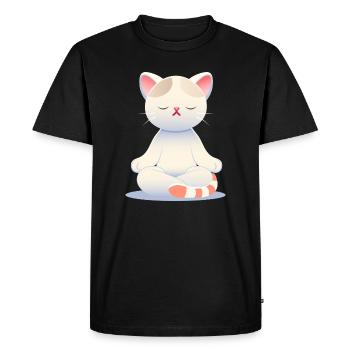Zen Cat - Mindfulness in Soft Colors - Men's Premium Organic T-Shirt - black - Front - Nico (187cm)